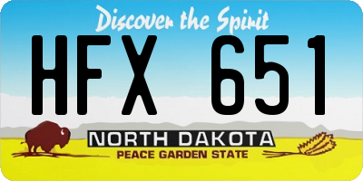 ND license plate HFX651