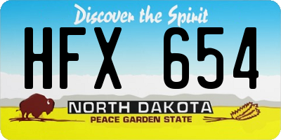 ND license plate HFX654