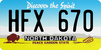 ND license plate HFX670