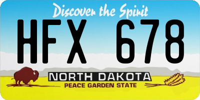 ND license plate HFX678