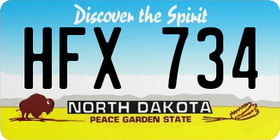ND license plate HFX734