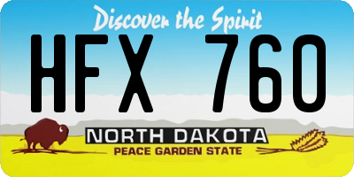 ND license plate HFX760