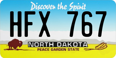 ND license plate HFX767