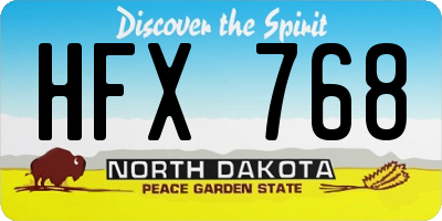 ND license plate HFX768
