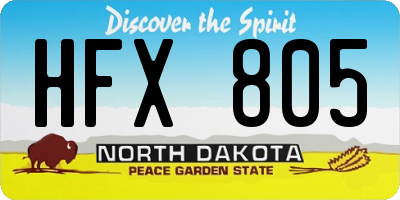 ND license plate HFX805