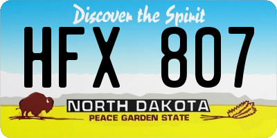 ND license plate HFX807