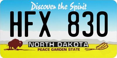 ND license plate HFX830