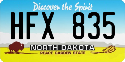 ND license plate HFX835