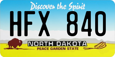 ND license plate HFX840
