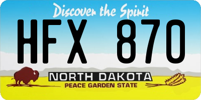 ND license plate HFX870