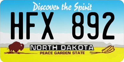 ND license plate HFX892