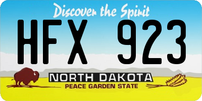 ND license plate HFX923