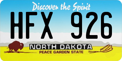 ND license plate HFX926