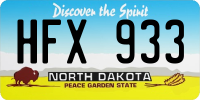 ND license plate HFX933