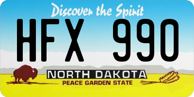 ND license plate HFX990