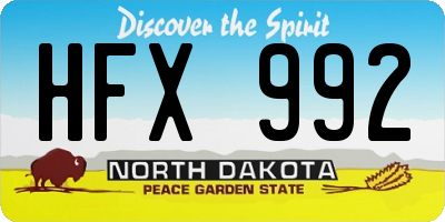 ND license plate HFX992