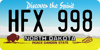 ND license plate HFX998