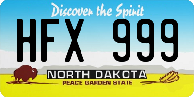 ND license plate HFX999
