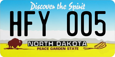 ND license plate HFY005
