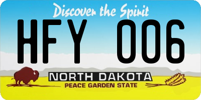 ND license plate HFY006