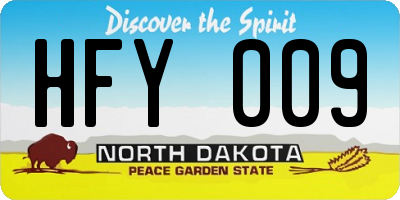 ND license plate HFY009