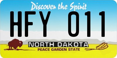ND license plate HFY011