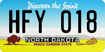 ND license plate HFY018