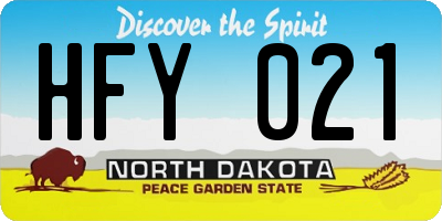 ND license plate HFY021
