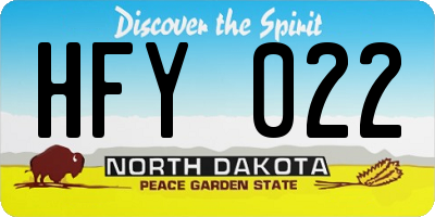 ND license plate HFY022