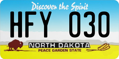 ND license plate HFY030