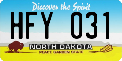 ND license plate HFY031