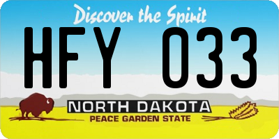 ND license plate HFY033