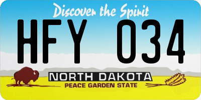 ND license plate HFY034