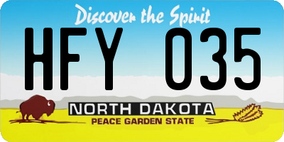 ND license plate HFY035