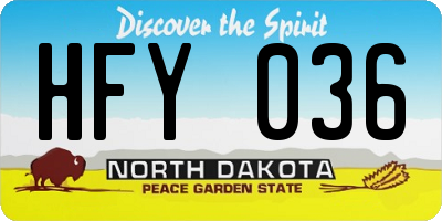 ND license plate HFY036