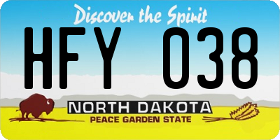ND license plate HFY038