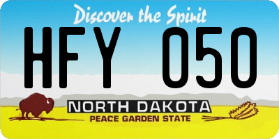 ND license plate HFY050
