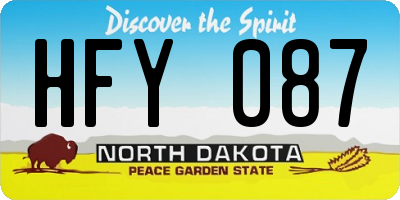 ND license plate HFY087