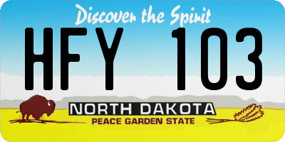 ND license plate HFY103