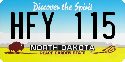 ND license plate HFY115