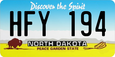 ND license plate HFY194