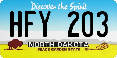 ND license plate HFY203