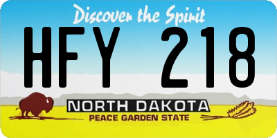 ND license plate HFY218