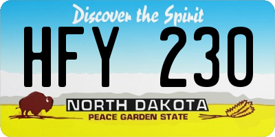 ND license plate HFY230