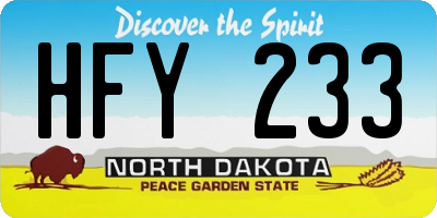 ND license plate HFY233