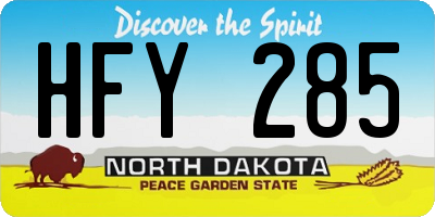 ND license plate HFY285