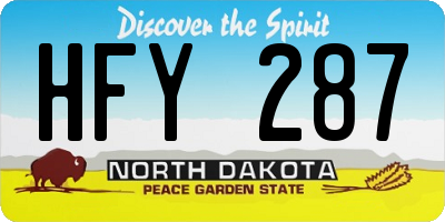 ND license plate HFY287