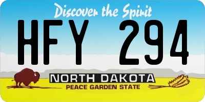 ND license plate HFY294