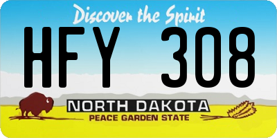 ND license plate HFY308