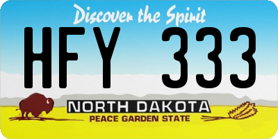 ND license plate HFY333